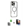 MARSİLYAN™- iPhone 16 Pro Max Kılıf Eksen Klasik Koleksiyonu - Siyah 3D Antistatik Mat Seramik Nano Ekran Koruyucu + Raze Metal Kamera Lens - SH