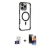 MARSİLYAN™- iPhone 16 Pro Max Kılıf Eksen Klasik Koleksiyonu - Siyah 3D Antistatik Mat Seramik Nano Ekran Koruyucu + Bilvis Titan Kamera Lens - TMGI