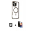 MARSİLYAN™- iPhone 16 Pro Max Kılıf Eksen Klasik Koleksiyonu - Siyah 3D Antistatik Mat Seramik Nano Ekran Koruyucu + PVD Metal Kamera Lens - GS