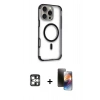 MARSİLYAN™- iPhone 16 Pro Max Kılıf Eksen Klasik Koleksiyonu - Siyah 3D Antistatik Mat Seramik Nano Ekran Koruyucu + PVD Metal Kamera Lens - GS