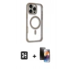 MARSİLYAN™- iPhone 16 Pro Max Kılıf Eksen Klasik Koleksiyonu - Siyah 3D Antistatik Mat Seramik Nano Ekran Koruyucu + PVD Metal Kamera Lens - SH