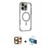 MARSİLYAN™- iPhone 16 Pro Max Kılıf Eksen Klasik Koleksiyonu - Siyah 3D Antistatik Seramik Nano Ekran Koruyucu + Pers Alüminyum Kamera Lens - CLTM