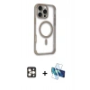 MARSİLYAN™- iPhone 16 Pro Max Kılıf Eksen Klasik Koleksiyonu - Siyah 3D Antistatik Seramik Nano Ekran Koruyucu + PVD Metal Kamera Lens - GD