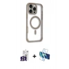MARSİLYAN™- iPhone 16 Pro Max Kılıf Eksen Klasik Koleksiyonu - Siyah 3D Antistatik Seramik Nano Ekran Koruyucu + Bilvis Titan Kamera Lens - TMGI