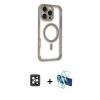 MARSİLYAN™- iPhone 16 Pro Max Kılıf Eksen Klasik Koleksiyonu - Siyah 3D Antistatik Seramik Nano Ekran Koruyucu + PVD Metal Kamera Lens - SH