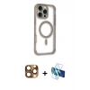 MARSİLYAN™- iPhone 16 Pro Max Kılıf Eksen Klasik Koleksiyonu - Siyah 3D Antistatik Seramik Nano Ekran Koruyucu + Pers Alüminyum Kamera Lens - CLTM