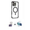 MARSİLYAN™- iPhone 16 Pro Max Kılıf Eksen Klasik Koleksiyonu - Siyah 3D Antistatik Seramik Nano Ekran Koruyucu + Bilvis Titan Kamera Lens - TMGI