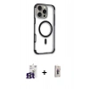 MARSİLYAN™- iPhone 16 Pro Max Kılıf Eksen Klasik Koleksiyonu - Siyah Bilvis 3D Cam Ekran Koruyucu + Bilvis Titan Kamera Lens - TMGI