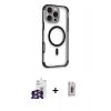 MARSİLYAN™- iPhone 16 Pro Max Kılıf Eksen Klasik Koleksiyonu - Siyah Bilvis 3D Cam Ekran Koruyucu + Bilvis Titan Kamera Lens - GS