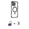 MARSİLYAN™- iPhone 16 Pro Max Kılıf Eksen Klasik Koleksiyonu - Siyah Bilvis 3D Cam Ekran Koruyucu + Bilvis Titan Kamera Lens - SH