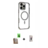 MARSİLYAN™- iPhone 16 Pro Max Kılıf Eksen Klasik Koleksiyonu - Siyah Bilvis 3D Cam Ekran Koruyucu + Raze Metal Kamera Lens - CLTM