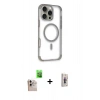 MARSİLYAN™- iPhone 16 Pro Max Kılıf Eksen Klasik Koleksiyonu - Siyah Bilvis 3D Cam Ekran Koruyucu + Raze Metal Kamera Lens - NLGY