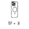 MARSİLYAN™- iPhone 16 Pro Max Kılıf Eksen Klasik Koleksiyonu - Siyah Bilvis 3D Cam Ekran Koruyucu + Pers Alüminyum Kamera Lens - GS