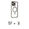 MARSİLYAN™- iPhone 16 Pro Max Kılıf Eksen Klasik Koleksiyonu - Siyah Bilvis 3D Cam Ekran Koruyucu + Pers Alüminyum Kamera Lens - GS