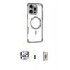 MARSİLYAN™- iPhone 16 Pro Max Kılıf Eksen Klasik Koleksiyonu - Siyah Bilvis 3D Cam Ekran Koruyucu + Pers Alüminyum Kamera Lens - GI