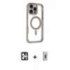 MARSİLYAN™- iPhone 16 Pro Max Kılıf Eksen Klasik Koleksiyonu - Siyah Bilvis 3D Cam Ekran Koruyucu + PVD Metal Kamera Lens - GS