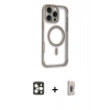 MARSİLYAN™- iPhone 16 Pro Max Kılıf Eksen Klasik Koleksiyonu - Siyah Bilvis 3D Cam Ekran Koruyucu + PVD Metal Kamera Lens - GD