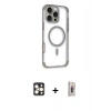 MARSİLYAN™- iPhone 16 Pro Max Kılıf Eksen Klasik Koleksiyonu - Siyah Bilvis 3D Cam Ekran Koruyucu + PVD Metal Kamera Lens - GD