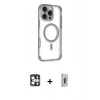 MARSİLYAN™- iPhone 16 Pro Max Kılıf Eksen Klasik Koleksiyonu - Siyah Bilvis 3D Cam Ekran Koruyucu + PVD Metal Kamera Lens - GS