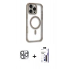 MARSİLYAN™- iPhone 16 Pro Max Kılıf Eksen Klasik Koleksiyonu - Siyah Bilvis 3X AR Hayalet Cam Ekran Koruyucu + Pers Alüminyum Kamera Lens - GI