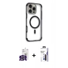 MARSİLYAN™- iPhone 16 Pro Max Kılıf Eksen Klasik Koleksiyonu - Siyah Bilvis 3X AR Hayalet Cam Ekran Koruyucu + Bilvis Titan Kamera Lens - SH