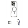 MARSİLYAN™- iPhone 16 Pro Max Kılıf Eksen Klasik Koleksiyonu - Siyah Bilvis 3X AR Hayalet Cam Ekran Koruyucu + PVD Metal Kamera Lens - GS