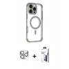 MARSİLYAN™- iPhone 16 Pro Max Kılıf Eksen Klasik Koleksiyonu - Siyah Bilvis 3X AR Hayalet Cam Ekran Koruyucu + Pers Alüminyum Kamera Lens - GS