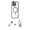 MARSİLYAN™- iPhone 16 Pro Max Kılıf Eksen Klasik Koleksiyonu - Siyah Bilvis 3X AR Hayalet Cam Ekran Koruyucu + Raze Metal Kamera Lens - BZ