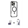 MARSİLYAN™- iPhone 16 Pro Max Kılıf Eksen Klasik Koleksiyonu - Siyah Bilvis 3X AR Hayalet Cam Ekran Koruyucu + Bilvis Titan Kamera Lens - TMGI