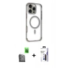 MARSİLYAN™- iPhone 16 Pro Max Kılıf Eksen Klasik Koleksiyonu - Siyah Bilvis 3X AR Hayalet Cam Ekran Koruyucu + Raze Metal Kamera Lens - SH