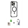 MARSİLYAN™- iPhone 16 Pro Max Kılıf Eksen Klasik Koleksiyonu - Siyah Bilvis 3X AR Hayalet Cam Ekran Koruyucu + Raze Metal Kamera Lens - NLGY