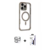 MARSİLYAN™- iPhone 16 Pro Max Kılıf Eksen Klasik Koleksiyonu - Siyah Bilvis 3X AR Hayalet Cam Ekran Koruyucu + Pers Alüminyum Kamera Lens - GS