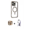 MARSİLYAN™- iPhone 16 Pro Max Kılıf Eksen Klasik Koleksiyonu - Siyah Bilvis 3X AR Hayalet Cam Ekran Koruyucu + Pers Alüminyum Kamera Lens - CLTM