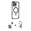 MARSİLYAN™- iPhone 16 Pro Max Kılıf Eksen Klasik Koleksiyonu - Siyah Bilvis 3X AR Hayalet Cam Ekran Koruyucu + Raze Metal Kamera Lens - SH