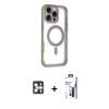 MARSİLYAN™- iPhone 16 Pro Max Kılıf Eksen Klasik Koleksiyonu - Siyah Bilvis 3X AR Hayalet Cam Ekran Koruyucu + PVD Metal Kamera Lens - GS