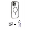 MARSİLYAN™- iPhone 16 Pro Max Kılıf Eksen Klasik Koleksiyonu - Siyah Bilvis 3X AR Hayalet Cam Ekran Koruyucu + Pers Alüminyum Kamera Lens - GI
