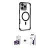 MARSİLYAN™- iPhone 16 Pro Max Kılıf Eksen Klasik Koleksiyonu - Siyah Bilvis 3X AR Hayalet Cam Ekran Koruyucu + Bilvis Titan Kamera Lens - GS