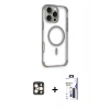 MARSİLYAN™- iPhone 16 Pro Max Kılıf Eksen Klasik Koleksiyonu - Siyah Bilvis 3X AR Hayalet Cam Ekran Koruyucu + PVD Metal Kamera Lens - GD