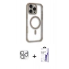 MARSİLYAN™- iPhone 16 Pro Max Kılıf Eksen Klasik Koleksiyonu - Siyah Bilvis 3X AR HD Cam Ekran Koruyucu + Pers Alüminyum Kamera Lens - GS