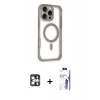 MARSİLYAN™- iPhone 16 Pro Max Kılıf Eksen Klasik Koleksiyonu - Siyah Bilvis 3X AR HD Cam Ekran Koruyucu + PVD Metal Kamera Lens - GS