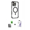 MARSİLYAN™- iPhone 16 Pro Max Kılıf Eksen Klasik Koleksiyonu - Siyah Bilvis 3X AR HD Cam Ekran Koruyucu + Raze Metal Kamera Lens - SH