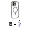 MARSİLYAN™- iPhone 16 Pro Max Kılıf Eksen Klasik Koleksiyonu - Siyah Bilvis 3X AR HD Cam Ekran Koruyucu + PVD Metal Kamera Lens - GS