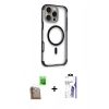MARSİLYAN™- iPhone 16 Pro Max Kılıf Eksen Klasik Koleksiyonu - Siyah Bilvis 3X AR HD Cam Ekran Koruyucu + Raze Metal Kamera Lens - CLTM
