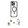 MARSİLYAN™- iPhone 16 Pro Max Kılıf Eksen Klasik Koleksiyonu - Siyah Bilvis 3X AR HD Cam Ekran Koruyucu + Raze Metal Kamera Lens - NLGY