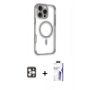 MARSİLYAN™- iPhone 16 Pro Max Kılıf Eksen Klasik Koleksiyonu - Siyah Bilvis 3X AR HD Cam Ekran Koruyucu + PVD Metal Kamera Lens - GD