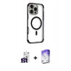 MARSİLYAN™- iPhone 16 Pro Max Kılıf Eksen Klasik Koleksiyonu - Siyah Bilvis 5in1 3D Magic Cam Ekran Koruyucu + Titanyum Gri Bilvis Titan Kamera Lens