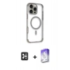 MARSİLYAN™- iPhone 16 Pro Max Kılıf Eksen Klasik Koleksiyonu - Siyah Bilvis 5in1 3D Magic Cam Ekran Koruyucu + PVD Metal Kamera Lens - SH