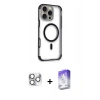 MARSİLYAN™- iPhone 16 Pro Max Kılıf Eksen Klasik Koleksiyonu - Siyah Bilvis 5in1 3D Magic Cam Ekran Koruyucu + Pers Alüminyum Kamera Lens - GS