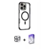 MARSİLYAN™- iPhone 16 Pro Max Kılıf Eksen Klasik Koleksiyonu - Siyah Bilvis 5in1 3D Magic Cam Ekran Koruyucu + Pers Alüminyum Kamera Lens - GI