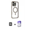 MARSİLYAN™- iPhone 16 Pro Max Kılıf Eksen Klasik Koleksiyonu - Siyah Bilvis 5in1 3D Magic Cam Ekran Koruyucu + PVD Metal Kamera Lens - SH